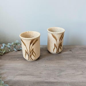 Ceramic Mugs Set : Wendt Clay Art Pottery Made in Lewiston, Idaho, USA Wheat Design