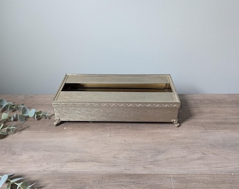 Vintage Tissue Box :Golden Filigree Tissue Holder