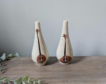 Red Wing Pottery Lute Song Salt and Pepper Shakers  : Vintage Mid Century Modern