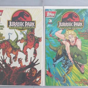 Vintage Jurassic Park Comic Book Set: Raptors Attack, 1994 Topps