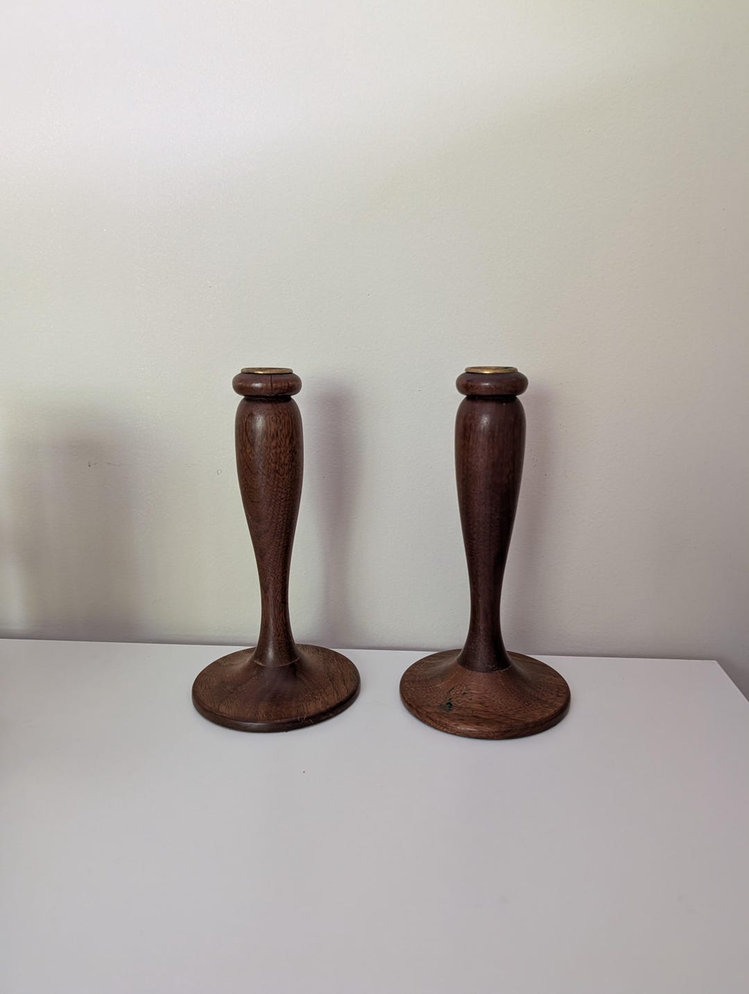 Vintage Wood Candlestick Holders Pair, Set of Tall Wooden Candle Holder ...