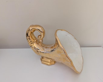 Vintage Gold Cornucopia Planter: Horn of Plenty