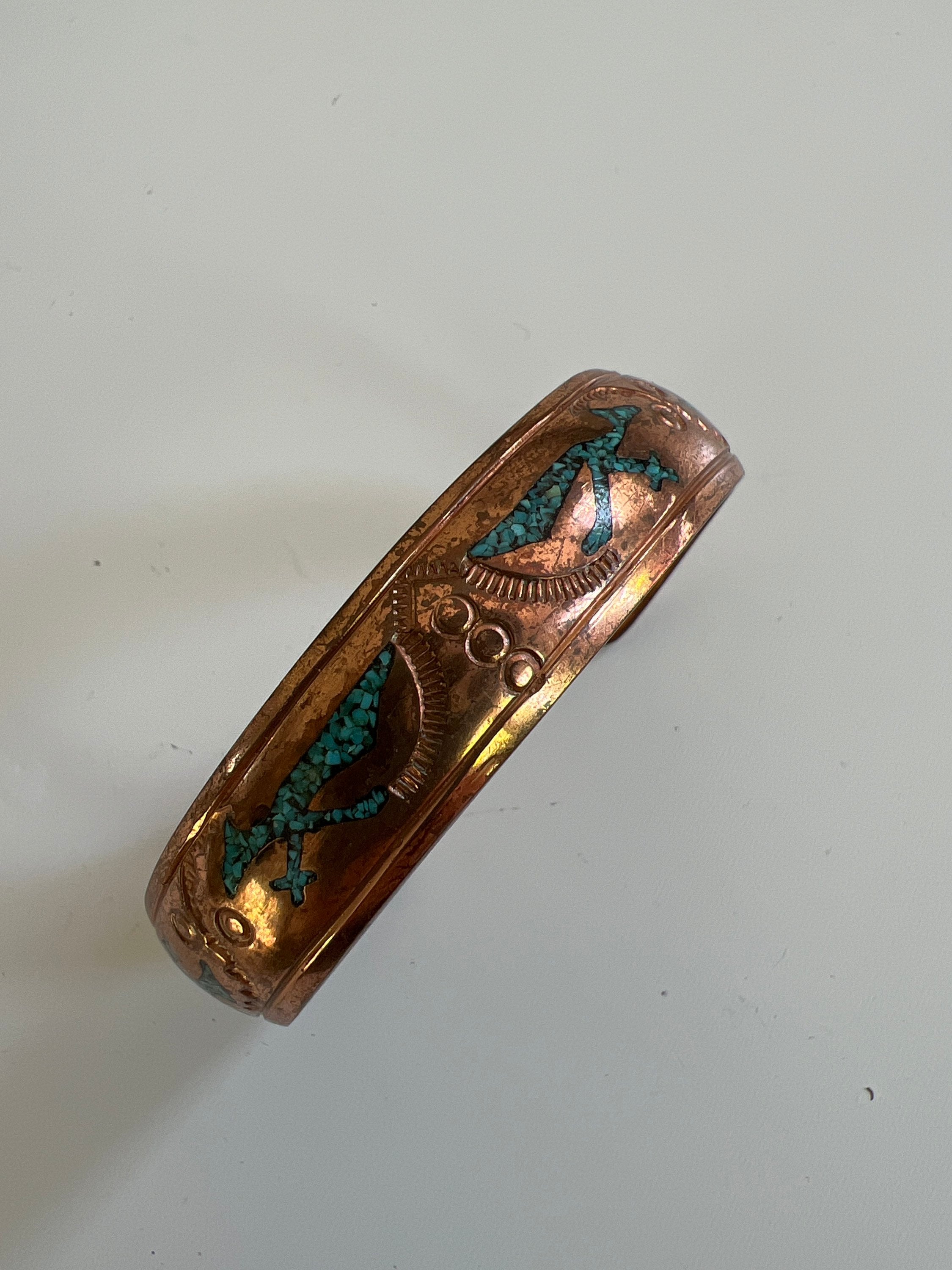 Thicker Nakai Vintage Native American Navajo Turquoise Inlay Sterling Silver Bracelet Thicker Nakai Vintage Native American Navajo Turquoise Inlay Sterling Silver Bracelet