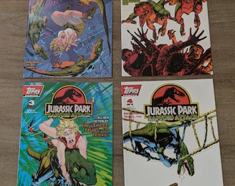 Vintage Jurassic Park Comic Book Set: Raptors Attack, 1994 Topps
