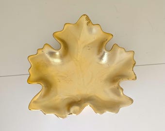 Vintage Gold Ceramic Oak leaf Dish
