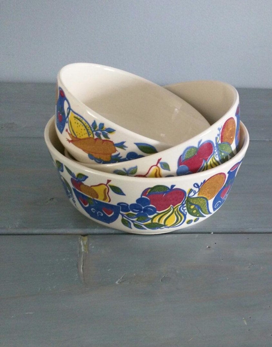 Chef Stack Bowl Head Chef Energy Vintage Fruit Ceramic Stacking Bowls, Stoneware Bowl ...