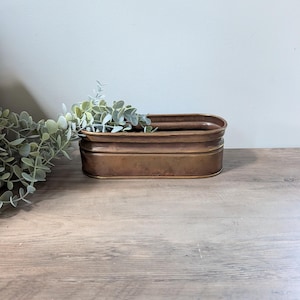 Vintage Brass Oval Planter 9"