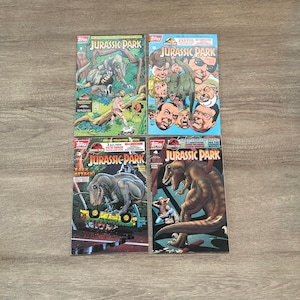 Jurassic Park Gifts / Vintage Comic Book Set of 4 / Topps Comics / Birthday Gift ideas for boys / Jurassic Park Toys  Gifts for Him