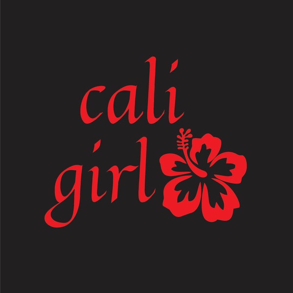 Cali girl vinyl decal / sticker 5.5 inch wide (RED) for cars windows and more. No black background in decal, california, cali, flower decal