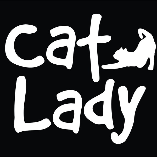Lu Coco Creations cat lady with cat vinyl decal sticker 5.5 (color white) cute for cars,trucks,laptops,windows and more.