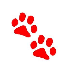 puppy / dog paw prints 3.5"  (COLOR RED) wide  vinyl decal / sticker cute and adorable for anamal lovers