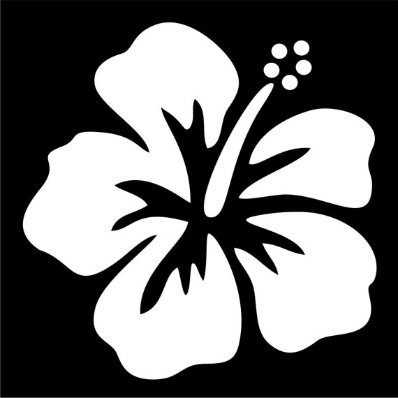 Lu Co créations hibiscus fleur couleur blanche 5.0 vinlyl sticker