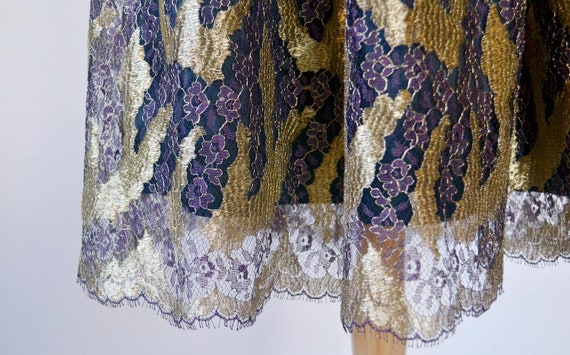 Stunning 1980s Mary McFadden Gold + Mauve Floral … - image 1