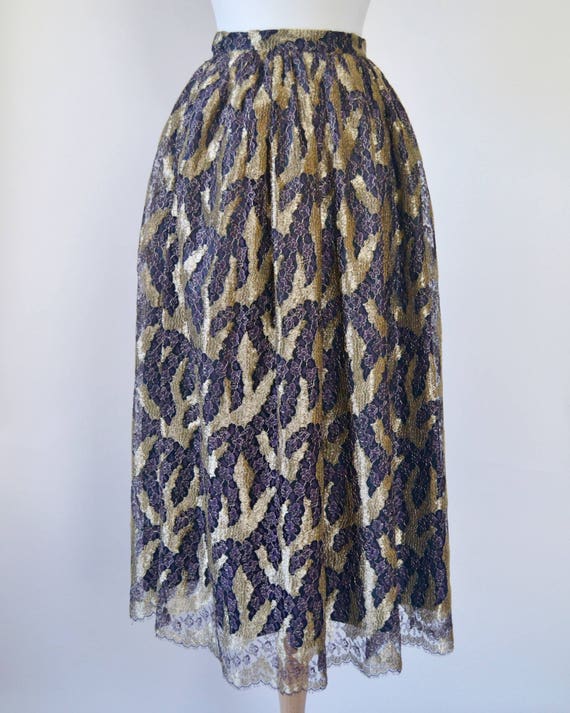 Stunning 1980s Mary McFadden Gold + Mauve Floral … - image 3