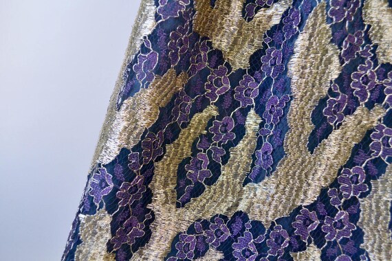 Stunning 1980s Mary McFadden Gold + Mauve Floral … - image 8