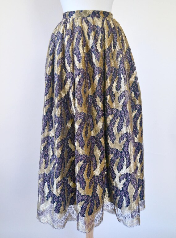 Stunning 1980s Mary McFadden Gold + Mauve Floral … - image 4