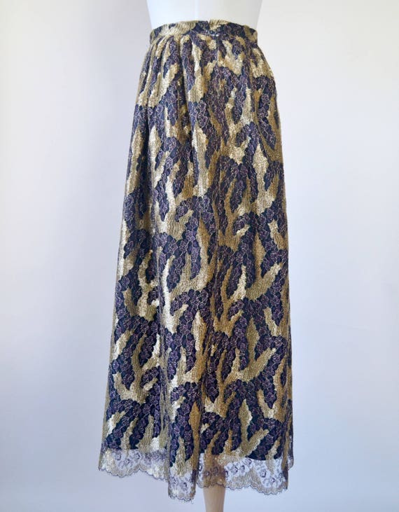 Stunning 1980s Mary McFadden Gold + Mauve Floral … - image 6