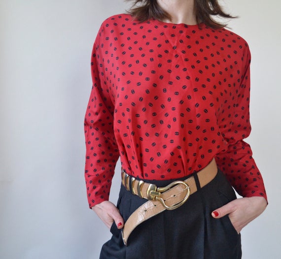 1980s Vintage Halston V Tomato Logo Print Separate