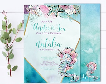 Seashell Birthday Invitations - Etsy