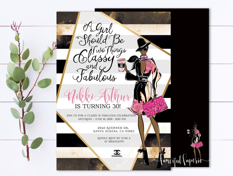Chanel 30th Birthday Invitations Coco Chanel Invitation Etsy
