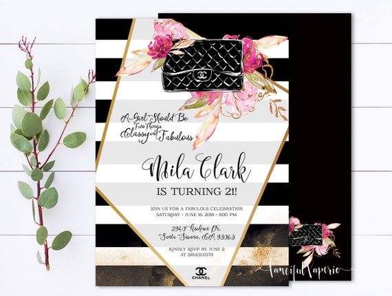 coco chanel invitation 21st birthday invite calssy and etsy 21 birthday invite