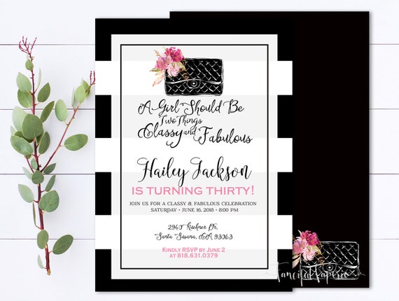 Coco Chanel Inspire Invitation 30e Anniversaire Inviter Etsy Coco Chanel Inspire Invitation 30e Anniversaire Inviter Etsy