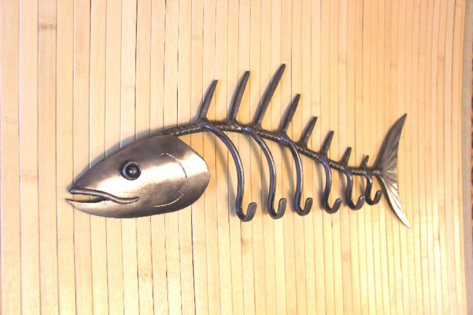 Metal fish skeleton. Wall hanger. Hand Etsy