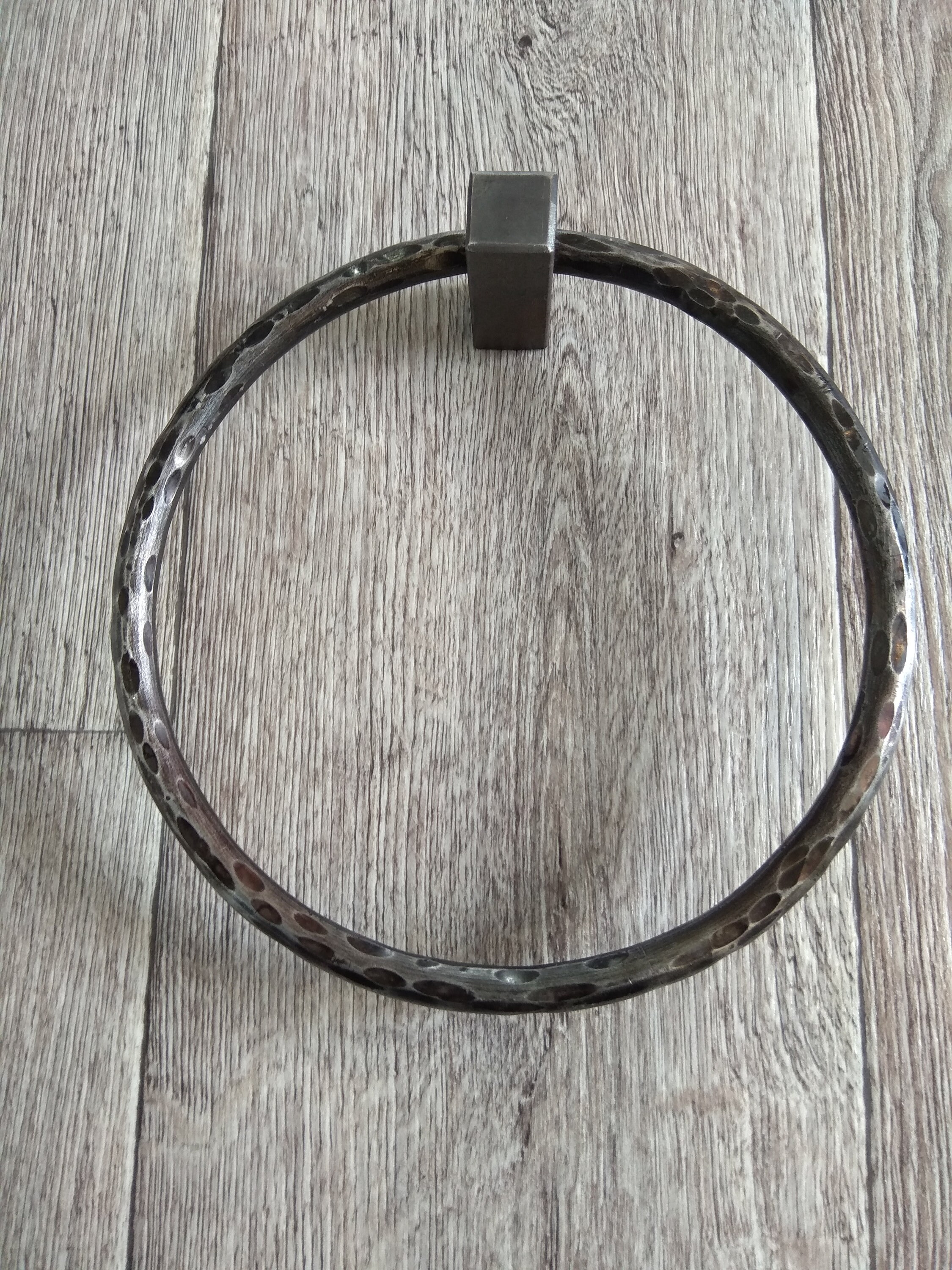 Textured Wrought Iron Towel Ring Blacksmith Hand Rustic Etsy