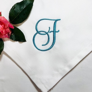 Set of 4/6/12 Embroidered Monogram Cloth Dinner Napkins: Personalized Cotton Blend