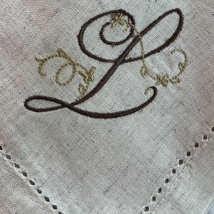 Embroidered Hemstitch Napkins - Set of 12 - Personalized Cotton Linen