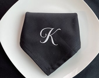 12 Monogram, Embroidered, Personalized, Cloth Dinner Napkins, Black, Cotton Blend, Free Shipping, You choose thread color.