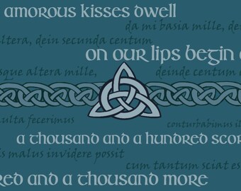 Outlander Sjaal // Catullus gedicht // Da mi basia mille / blauw