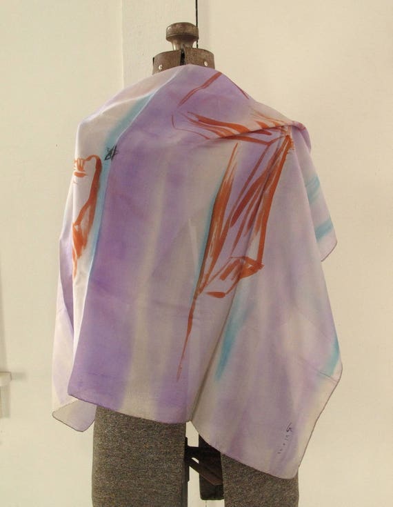 vintage 1940's hand-painted silk gossamer scarf