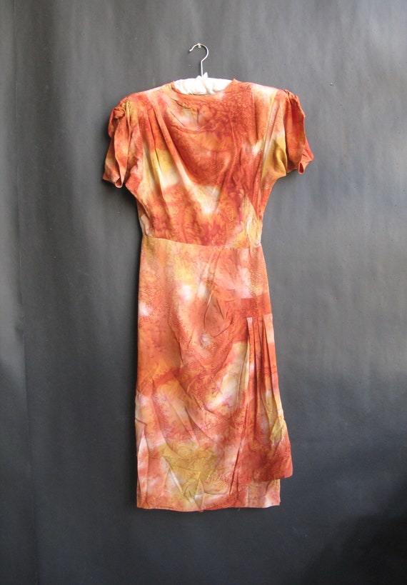 vintage 1940's hand-painted silk dress