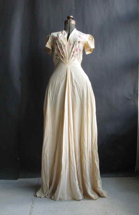 vintage 1940's hand-painted silk dress