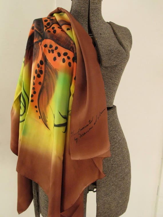 vintage 1940's hand-painted silk scarf