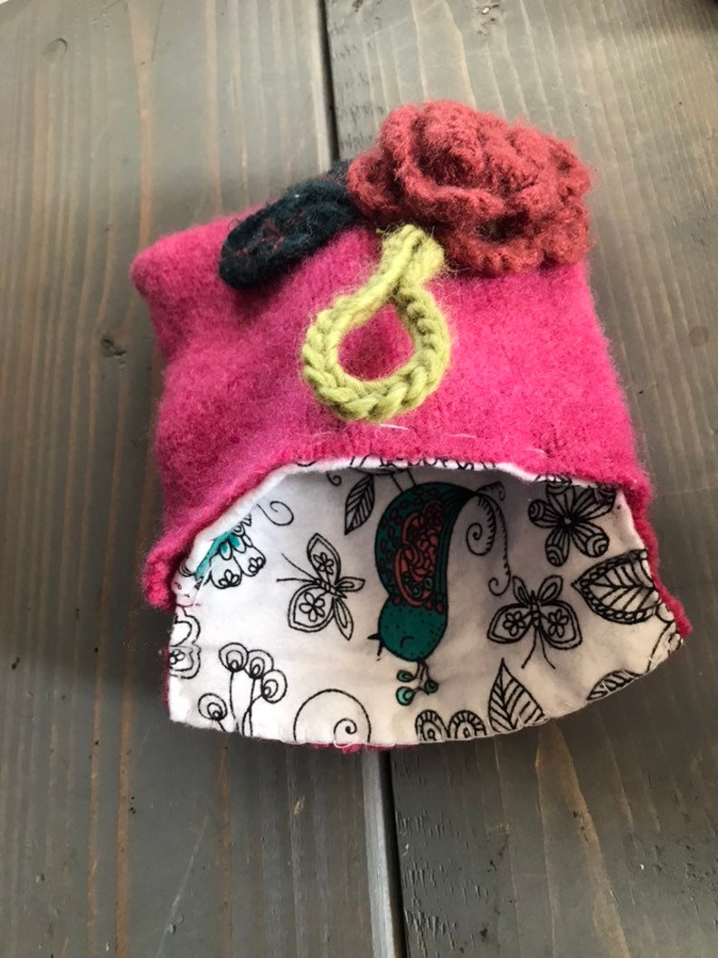 Lined Upcycled Felted Sweater Pouch