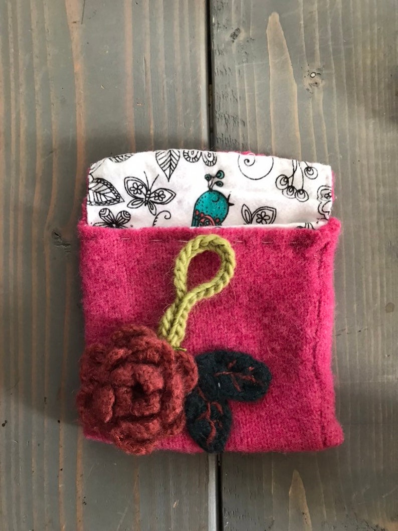 Lined Upcycled Felted Sweater Pouch