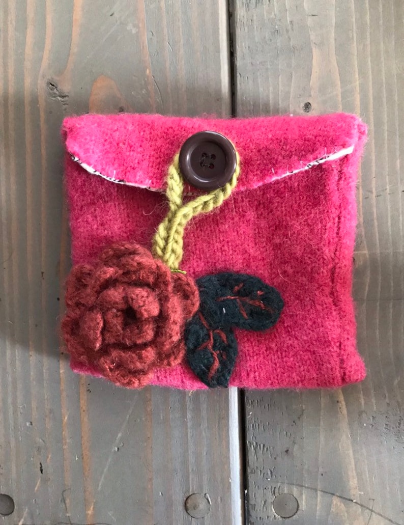 Lined Upcycled Felted Sweater Pouch