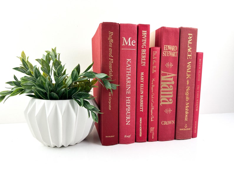 Red Decorative Book Set, Shelf Decor, Red Decor Christmas Decor, Mantel Decor, Red Book Set image 3