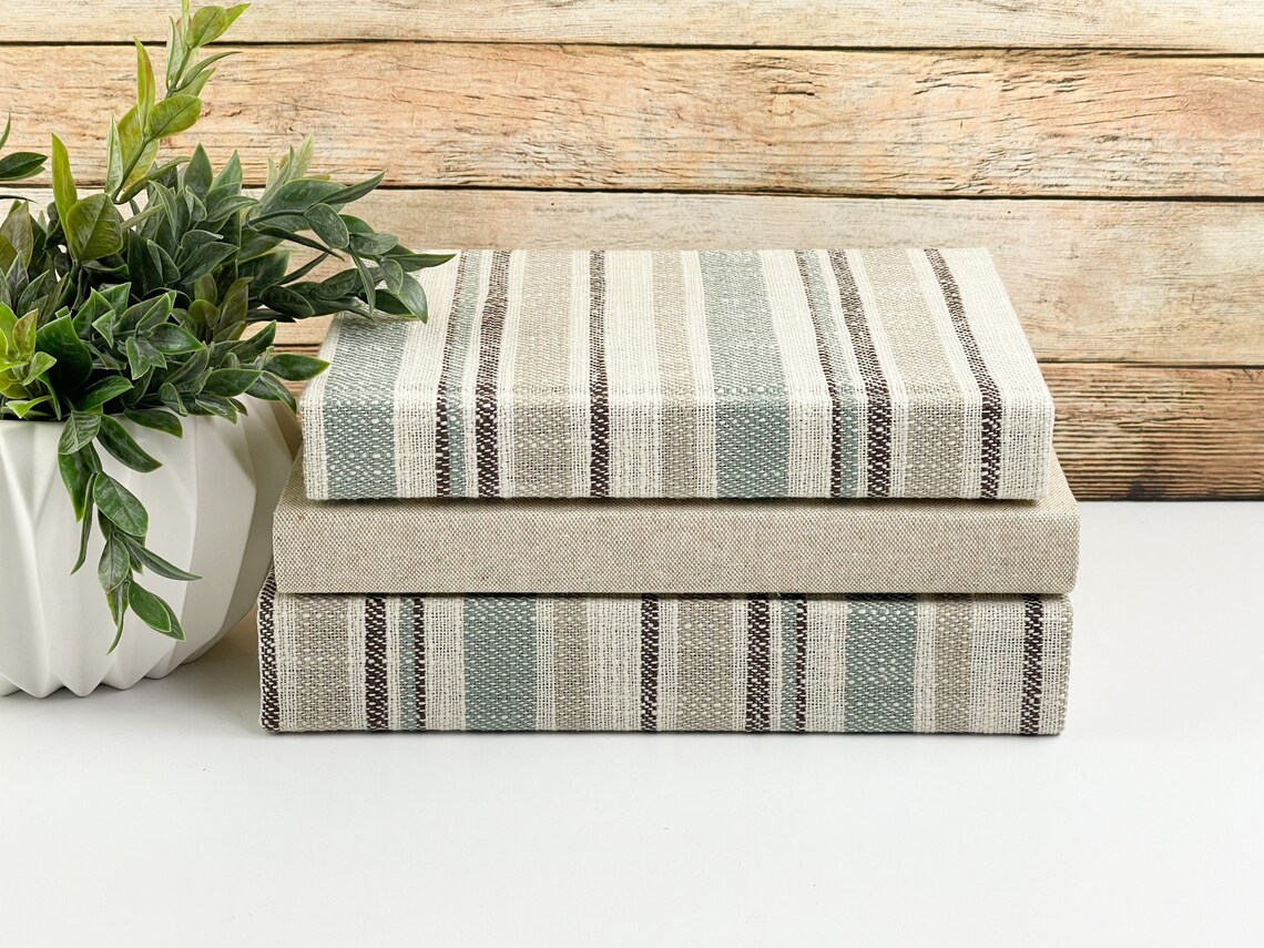 Linen Covered Books Sage Green Home Decor Etsy UK