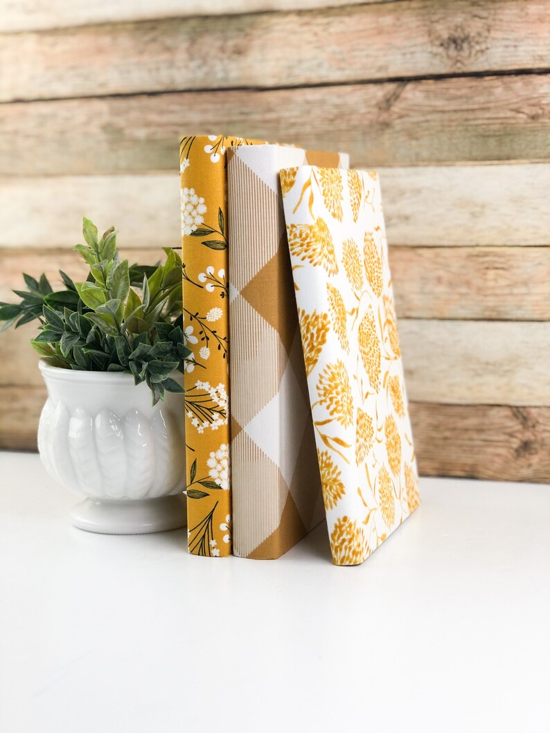 Yellow Decorative Books Fabric Covered Books / Book Decor Etsy UK