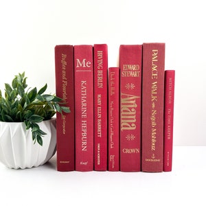 Red Decorative Book Set, Shelf Decor, Red Decor Christmas Decor, Mantel Decor, Red Book Set image 2