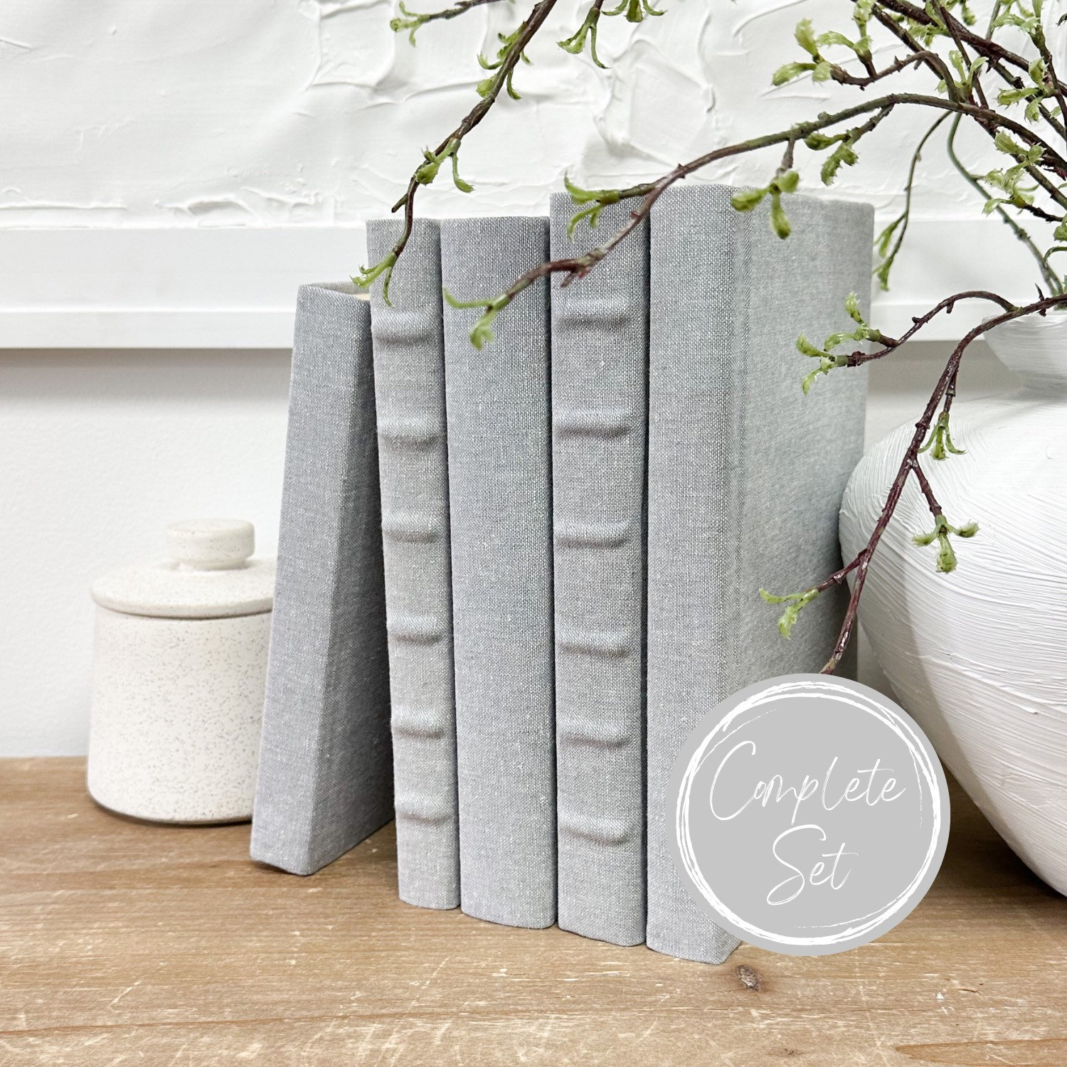 Gray Book Set, Decorative Books For Shelf Decor, Designer Decorating, Set