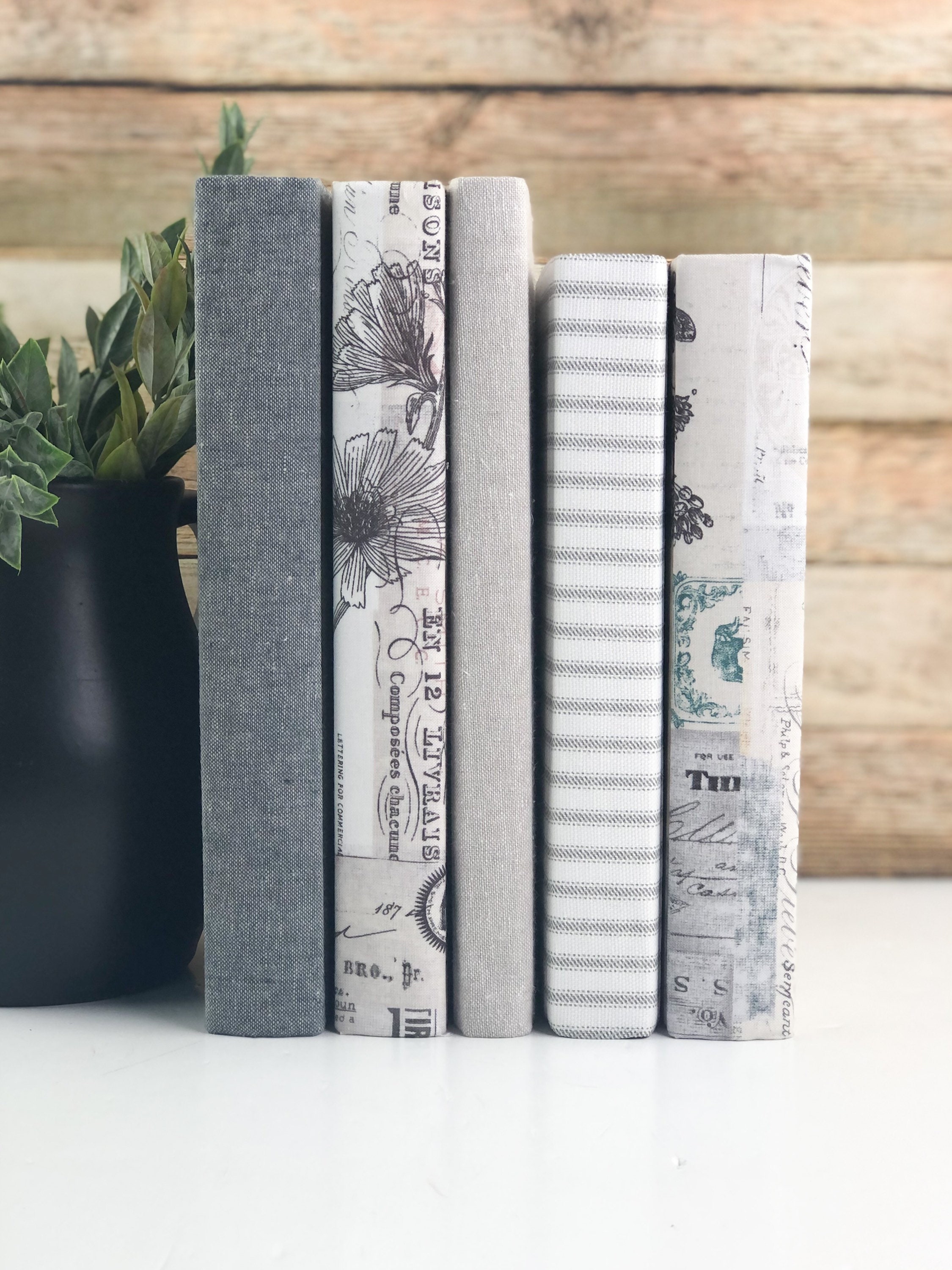 Gray Books for Shelf Decor Etsy