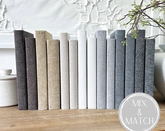 Decorative Books, Books for Shelf Decor, Mix & Match Linen Covered Decorative Books, Modern Decor, Neutral Shelf Decor, Designer Books