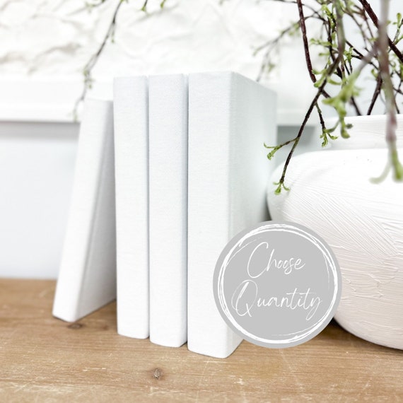 White Shelf Decor, Decorative Books for Decor, Fabric Covered