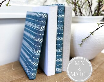 Blue and White Decorative Books, Shelf Decor, Mantel Decor, Fabric Covered Books