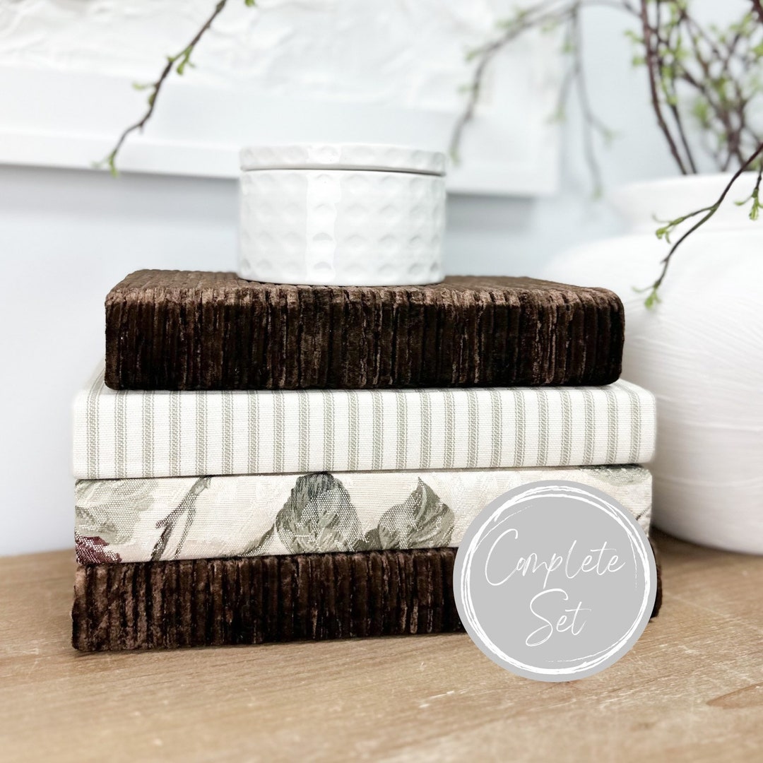 Neutral Linen Fabric Decorative Book Set – 3-Piece Hardcover Coffee Table Books For Home Styling - View #5
