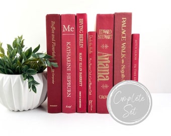 Red Decorative Book Set, Shelf Decor, Red Decor Christmas Decor, Mantel Decor, Red Book Set